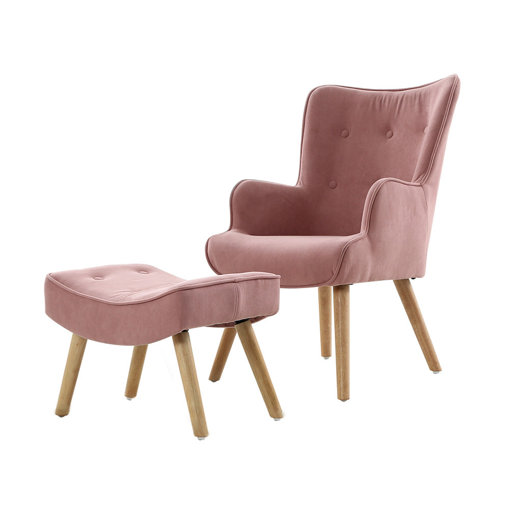 Lansar Armchair and Ottoman 2-Piece Set Scandinavian Style - Pink