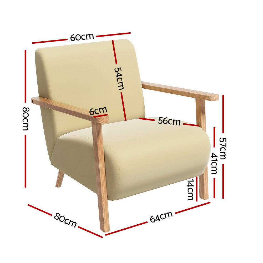 Olie Armchair with Velvet Upholstery 64x80x80cm - Yellow