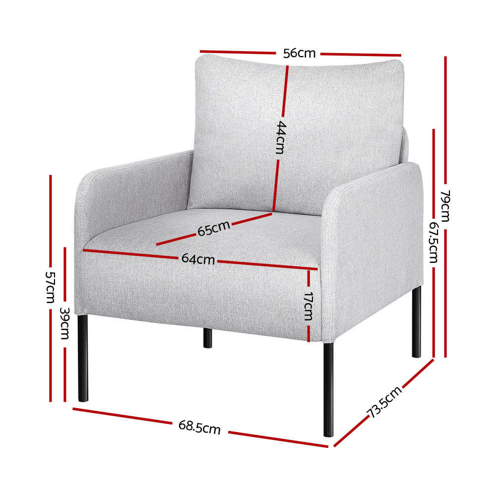 Armchair Accent Chair Pillow Fabric Grey