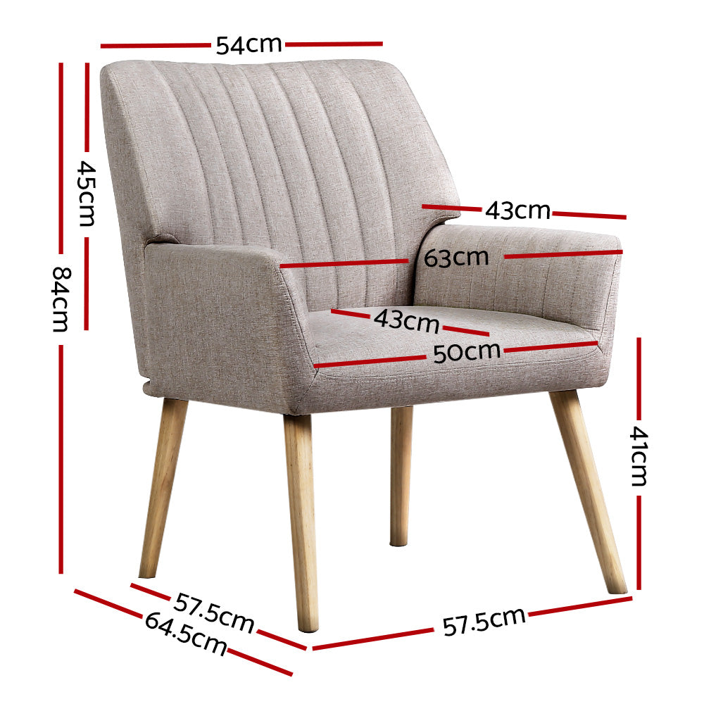 Set of 2 Armchair Faux Fabric Beige