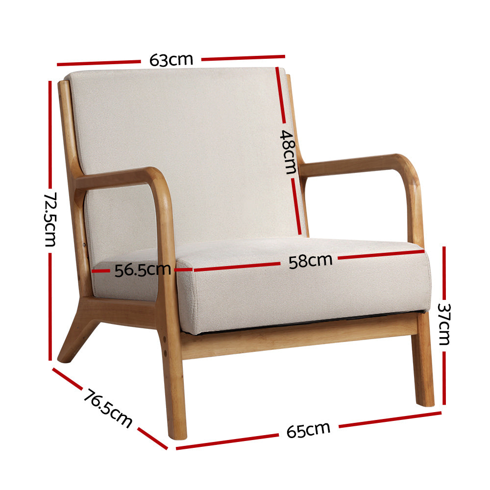 Set of 2 Armchair Faux Fabric Beige