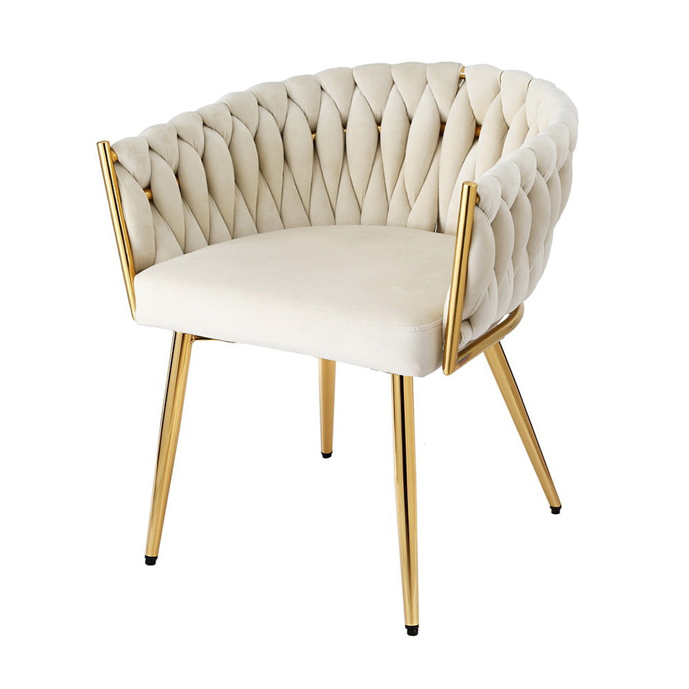 Montclair Hand-Woven Velvet Dining Chair – Beige