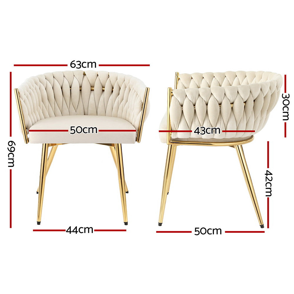 Montclair Hand-Woven Velvet Dining Chair – Beige