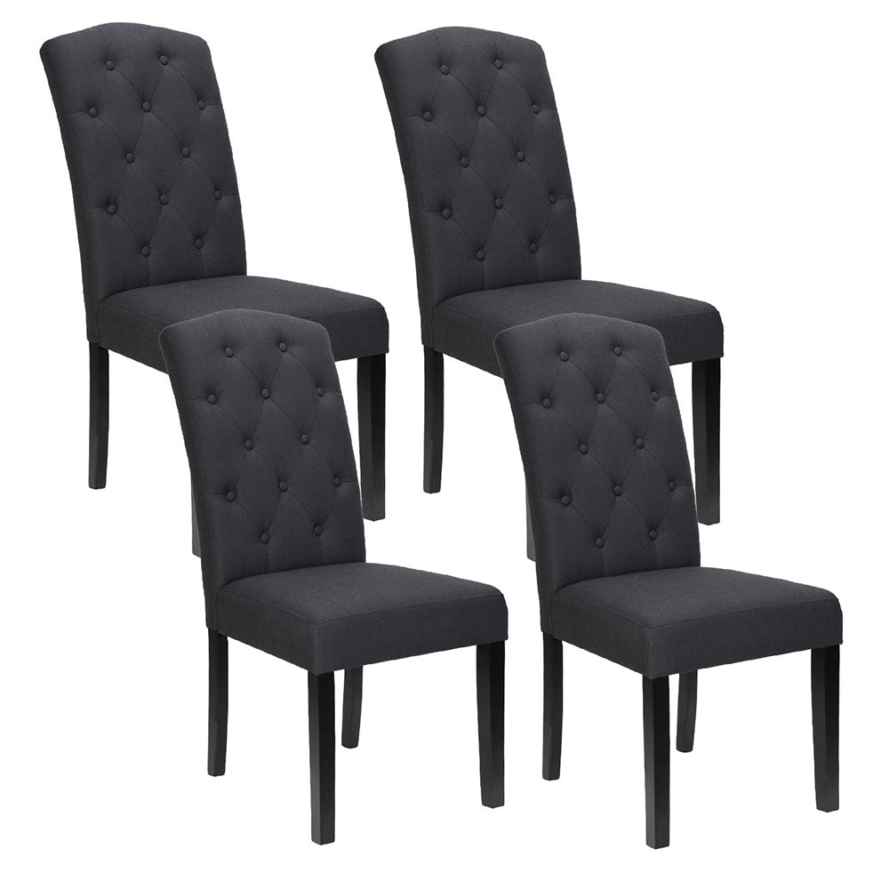 Dining Chairs Set of 4 Linen Parsons Chair Dark Grey