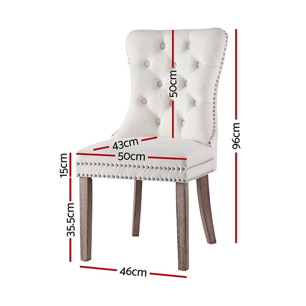 Set of 4 Dining Chairs Beige Velvet