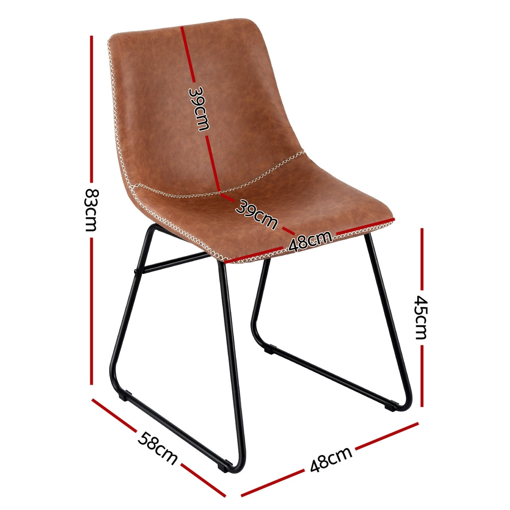 Set of 2 Retro Dining Chairs – Brown