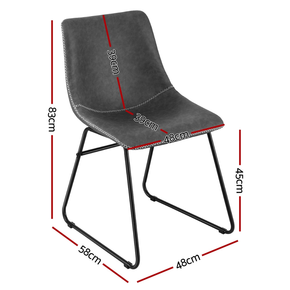 Set of 2 Retro Dining Chairs – Grey