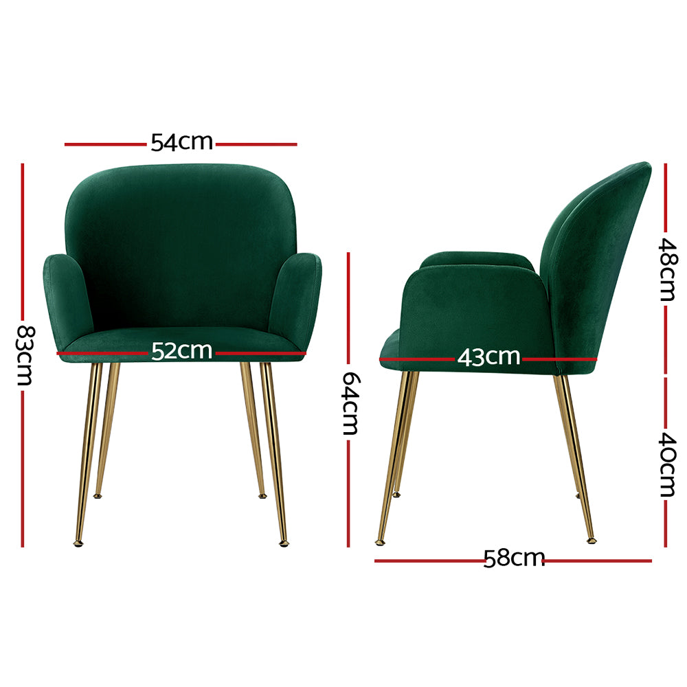 Set of 2 Kynsee Dining Chairs Velvet Green