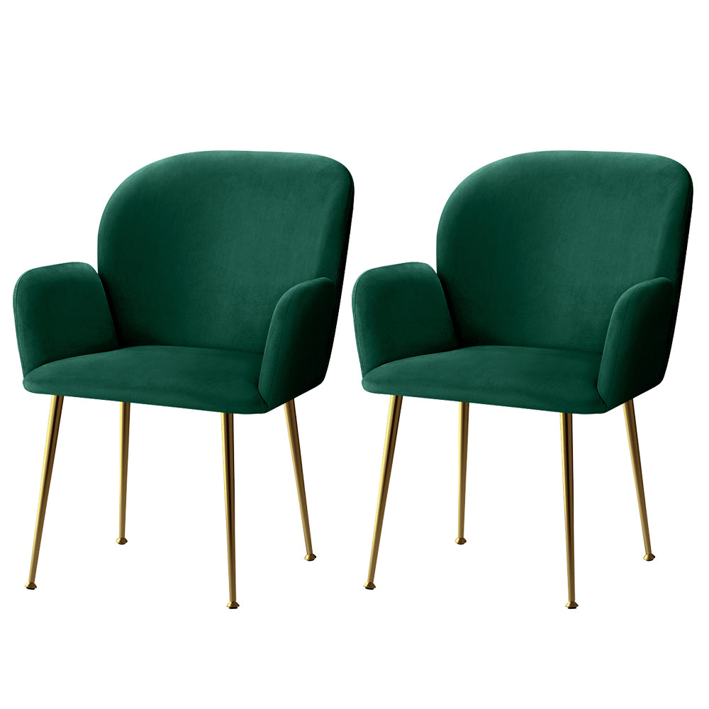 Set of 2 Kynsee Dining Chairs Velvet Green