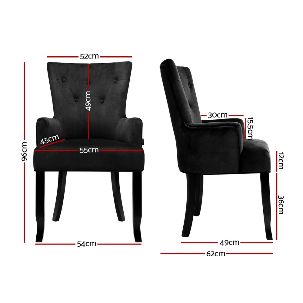 Dining Chair Velvet Black French Cayes