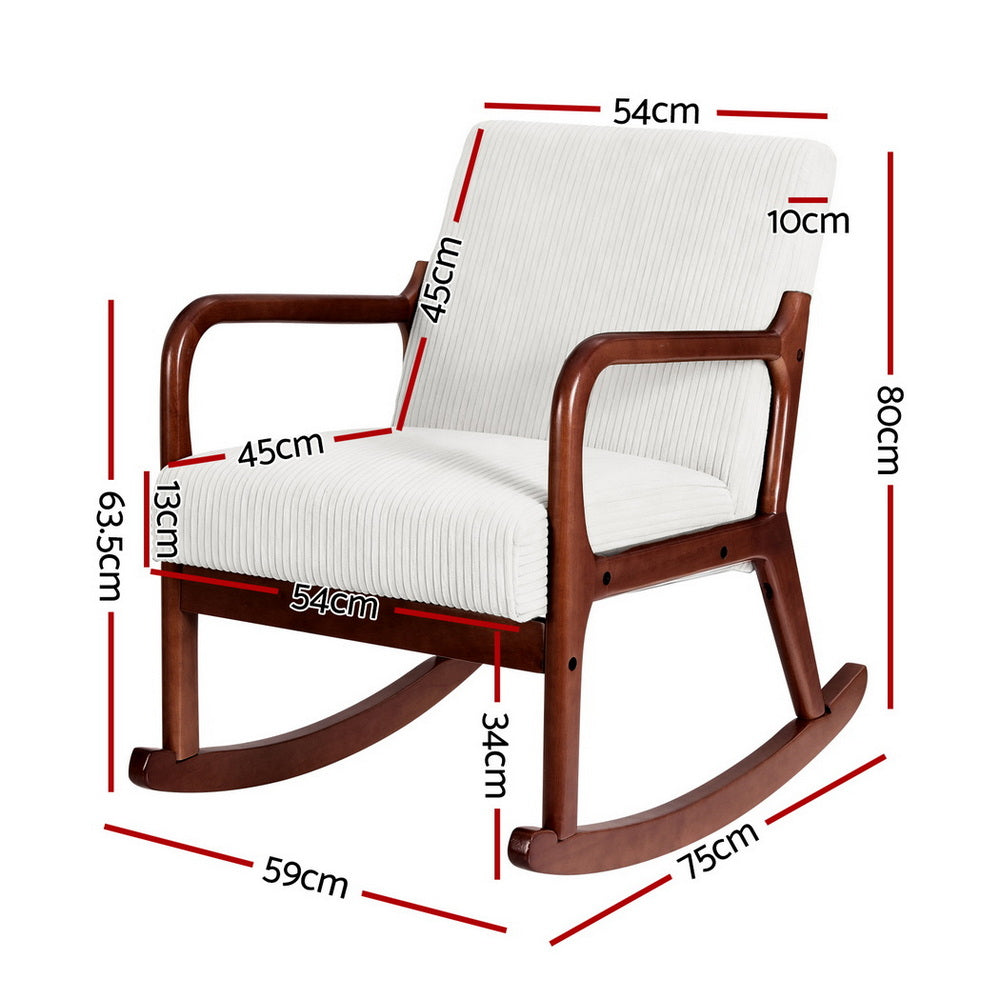 Rocking Armchair Nursing Chair Corduroy Beige