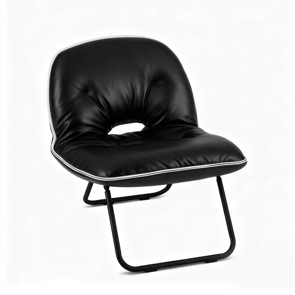 Foldable Chair 2-In-1 Armchair Lounge Chair Portable Black