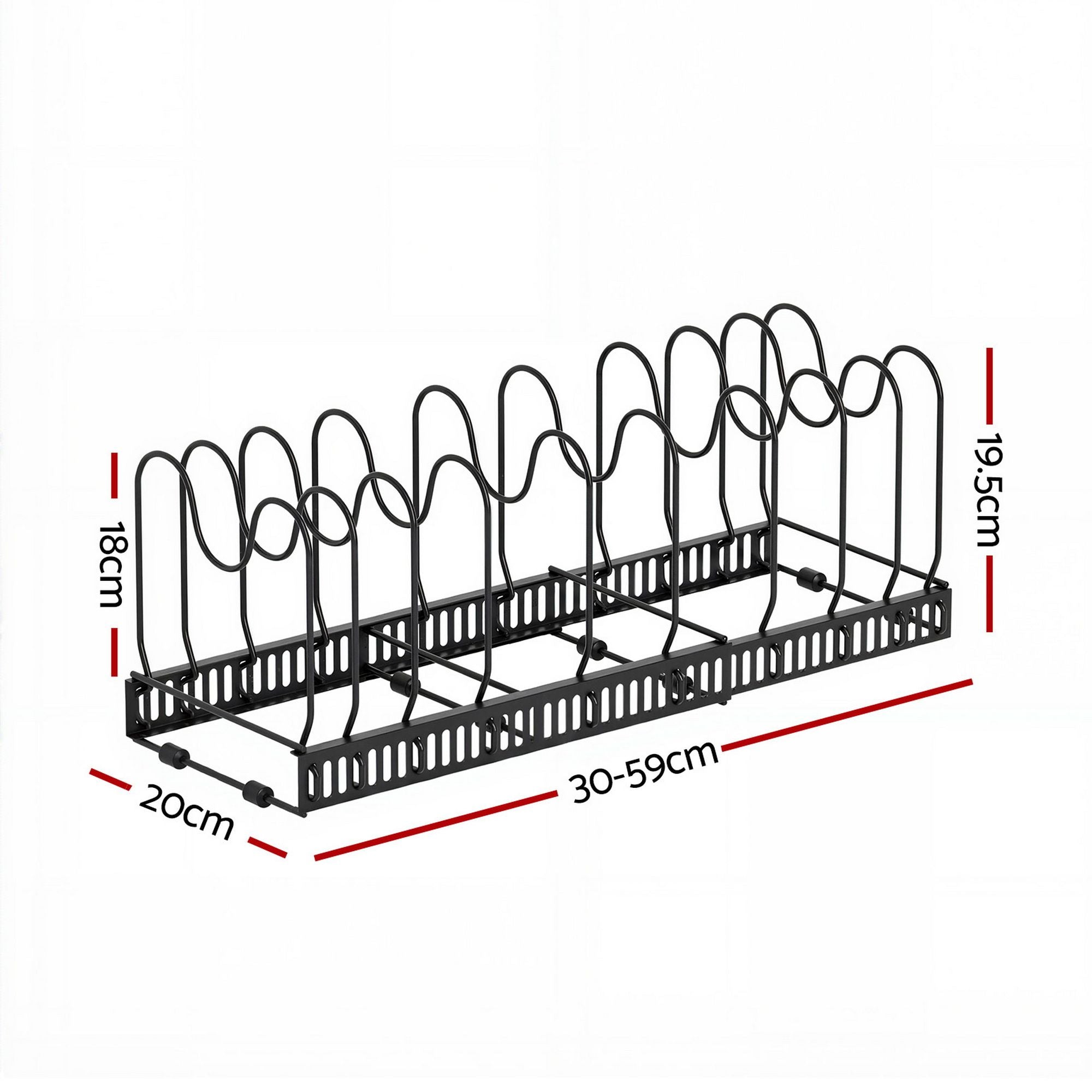 Expandable Pots and Pans Organizer Rack Cookware Holder Kitchen Cabinet Rack