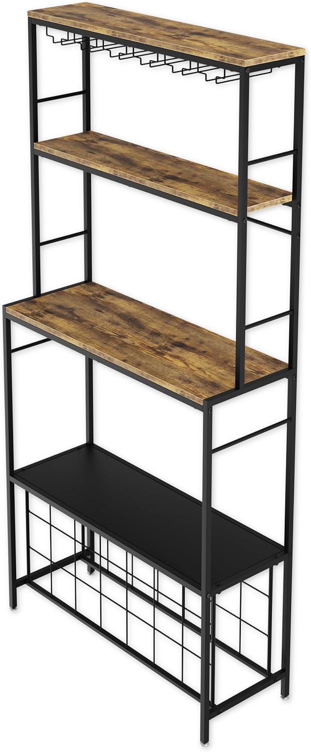 Large Wine Rack for 20 Bottles with Wood Countertop and Sturdy Metal Frame