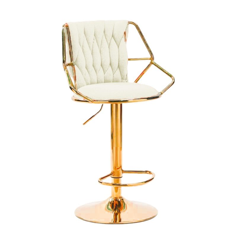 Set of 2 Winton Velvet Bar Stools - Beige with Gold Base