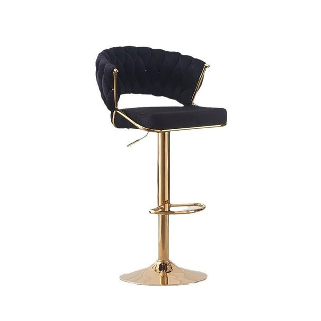 Set of 2 Blythe Velvet Bar Stools - Black with Gold Base