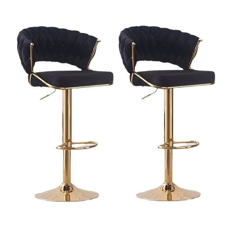 Set of 2 Blythe Velvet Bar Stools - Black with Gold Base