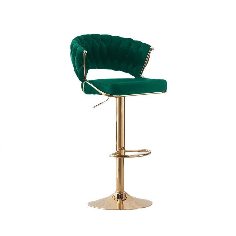Set of 2 Blythe Velvet Bar Stools - Green with Gold Base