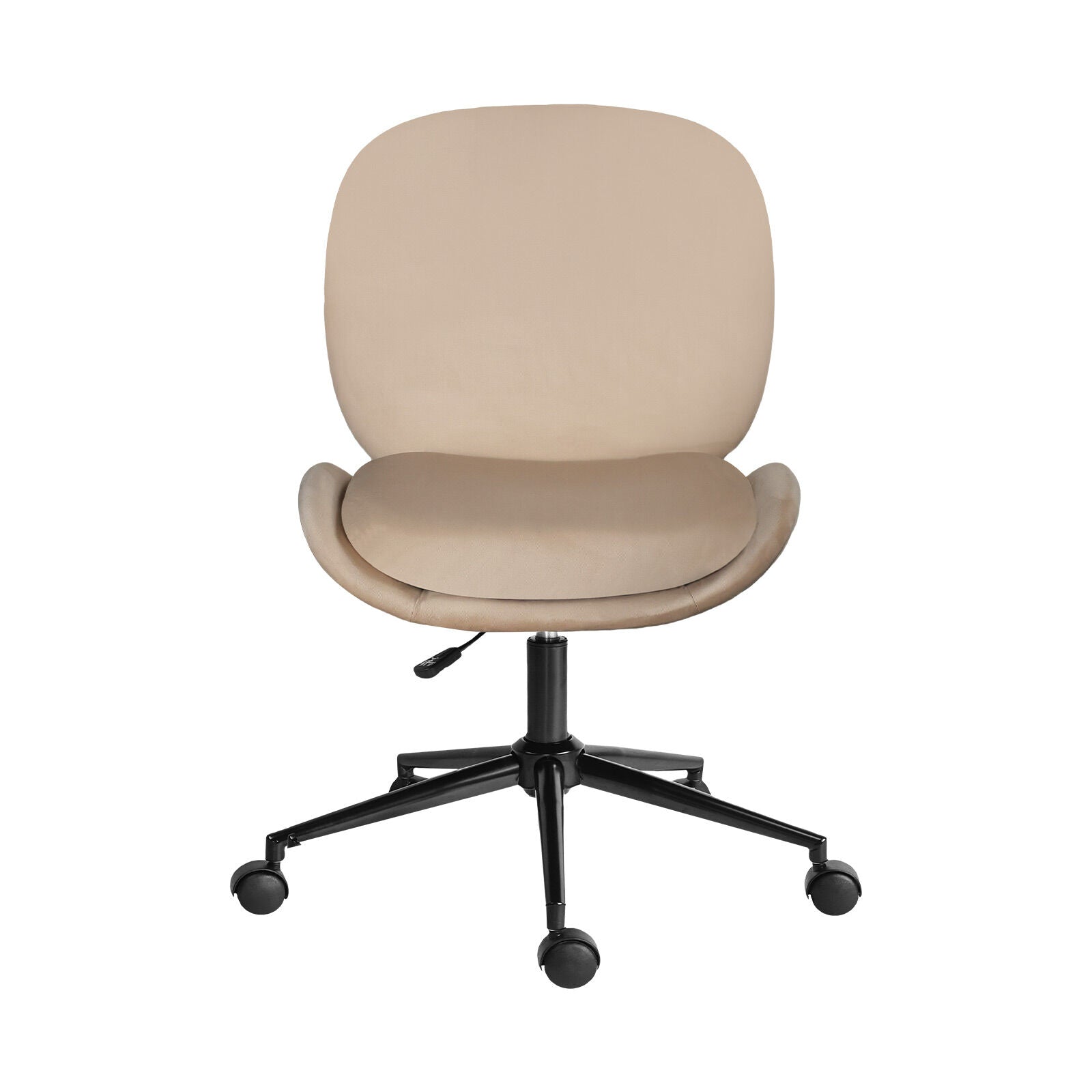 Office Desk Chair - Velvet Armless Swivel Study Seat OVOID PALE KHAKI