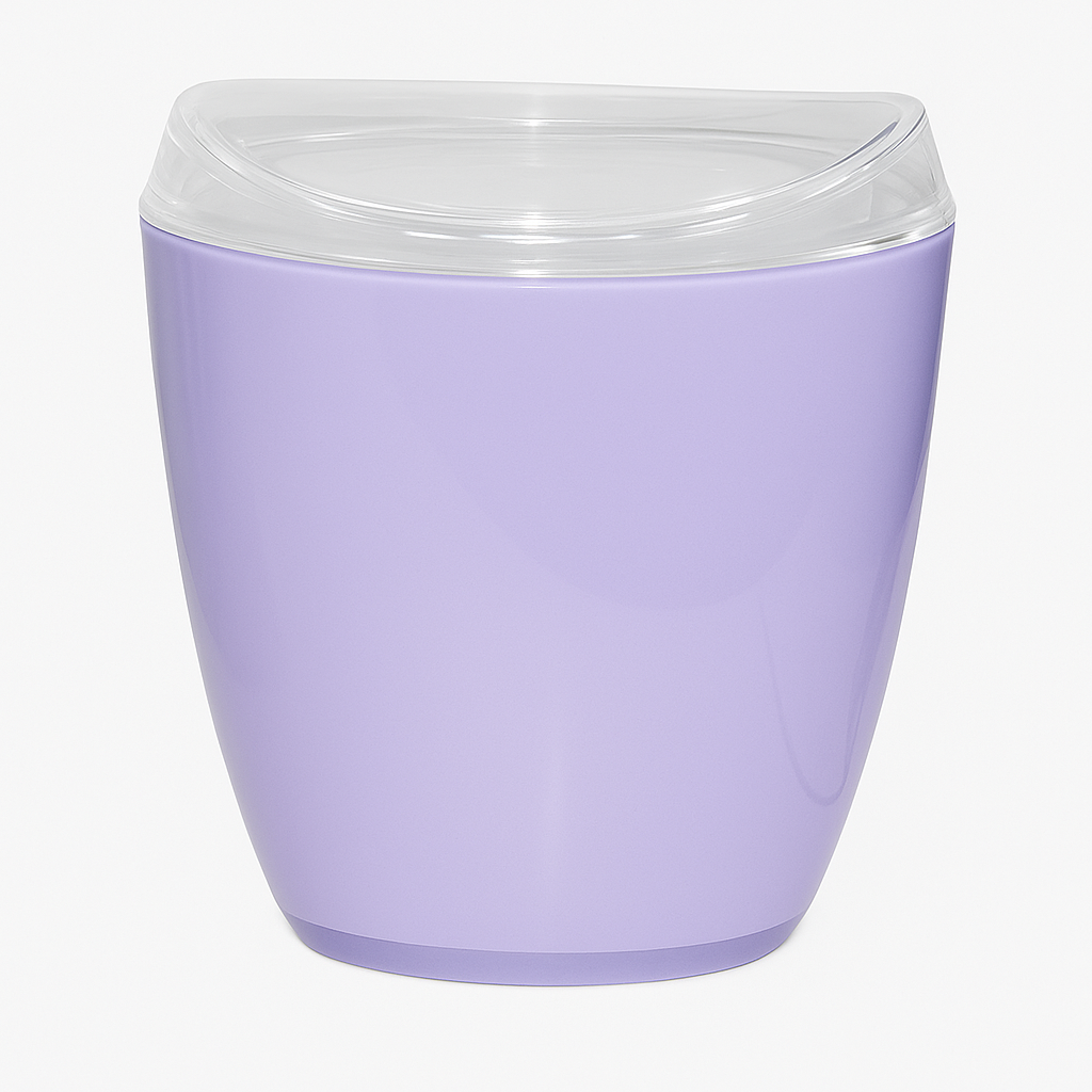 Oval Swing Top Waste Bin – Compact Acrylic Rubbish Bin in Purple