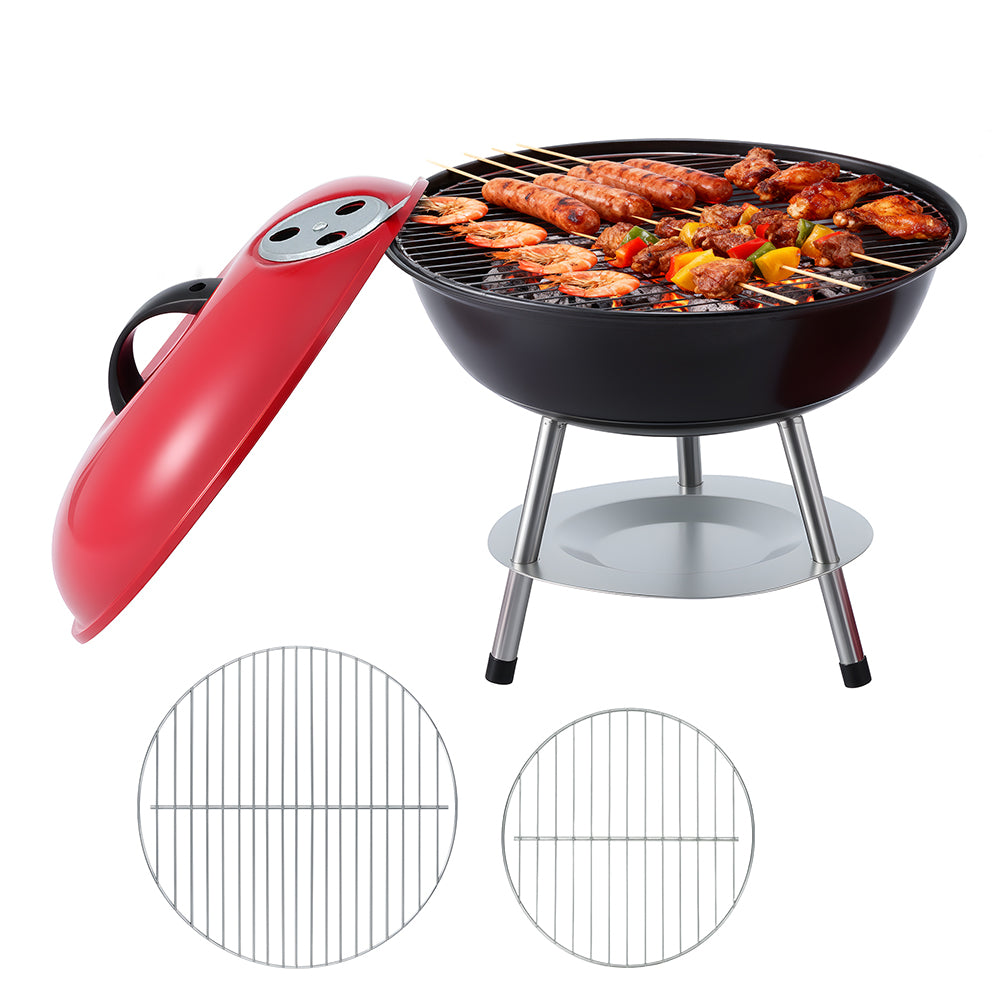 Charcoal BBQ Grill Portable with Lid for Camping Outdoor
