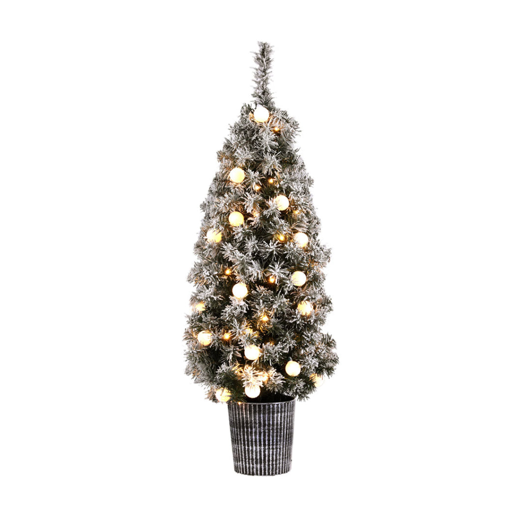 4FT / 1.2M Potted Christmas Tree – Snowy White – 260 Tips – Pre-lit 80 LED Lights