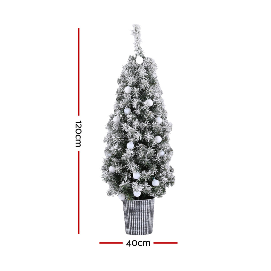 4FT / 1.2M Potted Christmas Tree – Snowy White – 260 Tips – Pre-lit 80 LED Lights