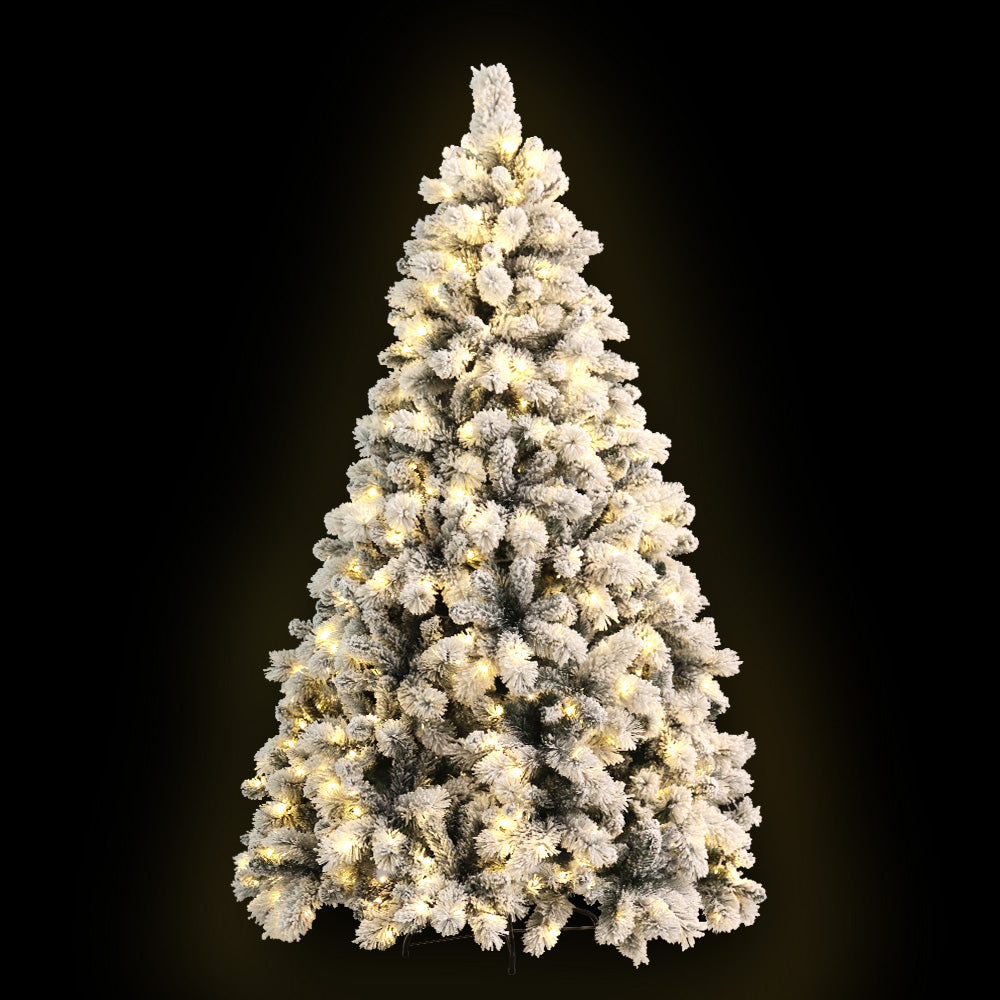 7FT / 2.1M Snowy Christmas Tree – 1189 Tips – Pre-lit 500 Warm White LED Lights