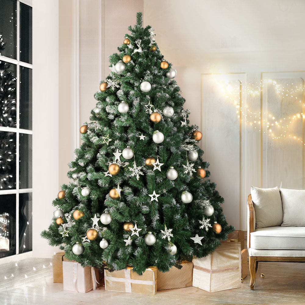 7FT / 2.1M Snowy Christmas Tree – 1250 Tips – Traditional Full Design