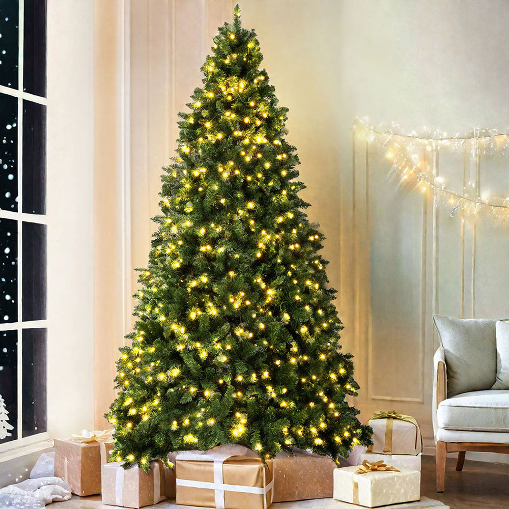 9FT / 2.7M Christmas Tree – 2590 Tips – Pre-lit 750 Warm White LED Lights