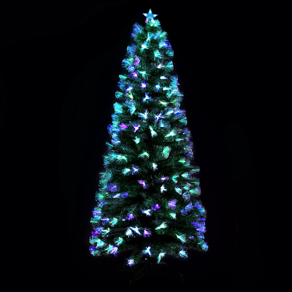 7FT / 2.1M Fibre Optic Christmas Tree – 270 Tips – Pre-lit 274 Multi-Colour LED Fibre Optic Lights + Star Topper