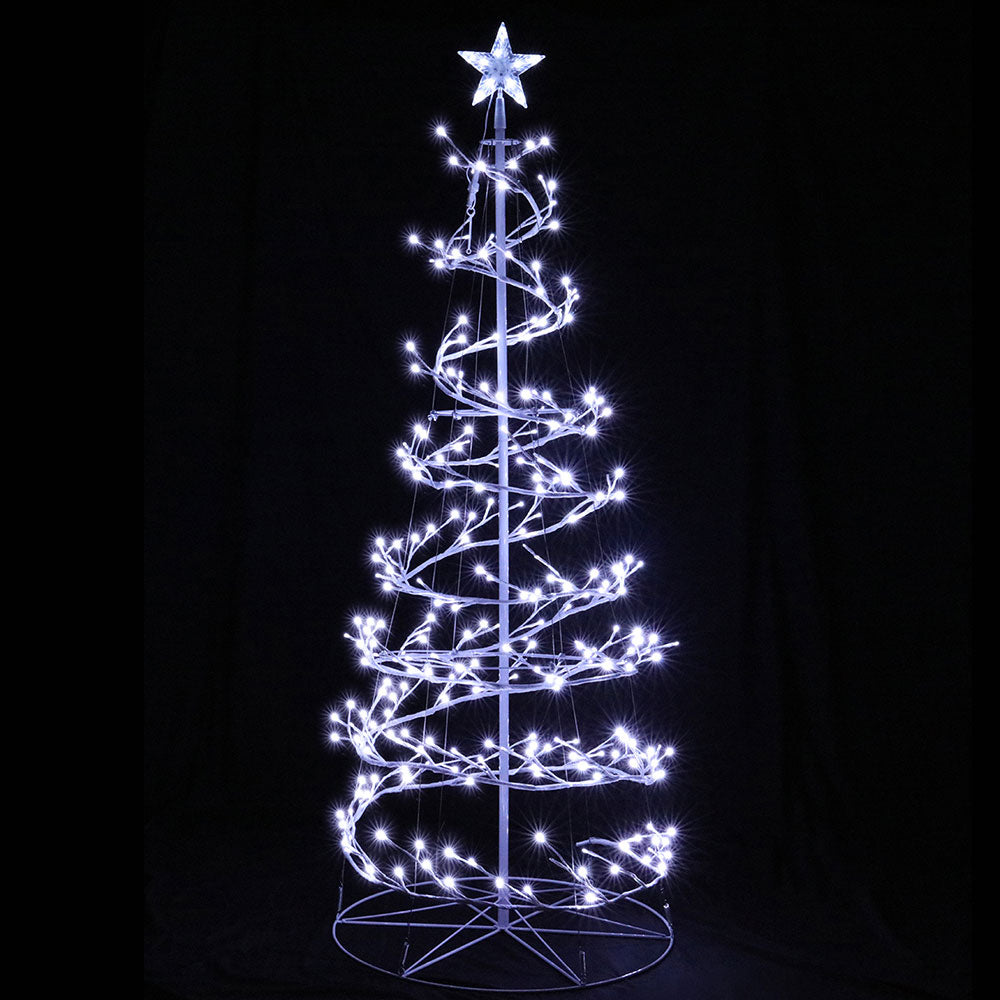 1.8M LED Spiral Christmas Tree – Cold White Lights, 6FT Festive Décor