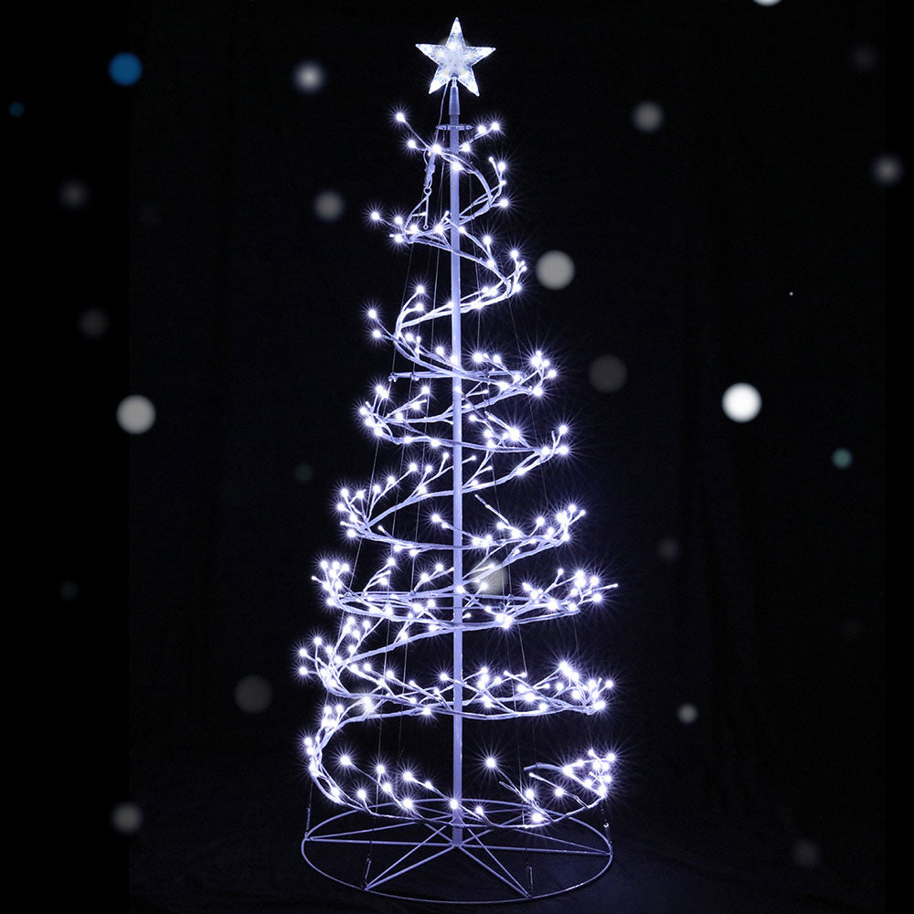 1.8M LED Spiral Christmas Tree – Cold White Lights, 6FT Festive Décor