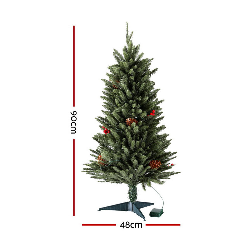 60CM Mini Christmas Tree – 52 Tips – Pre-lit 50 LED Lights