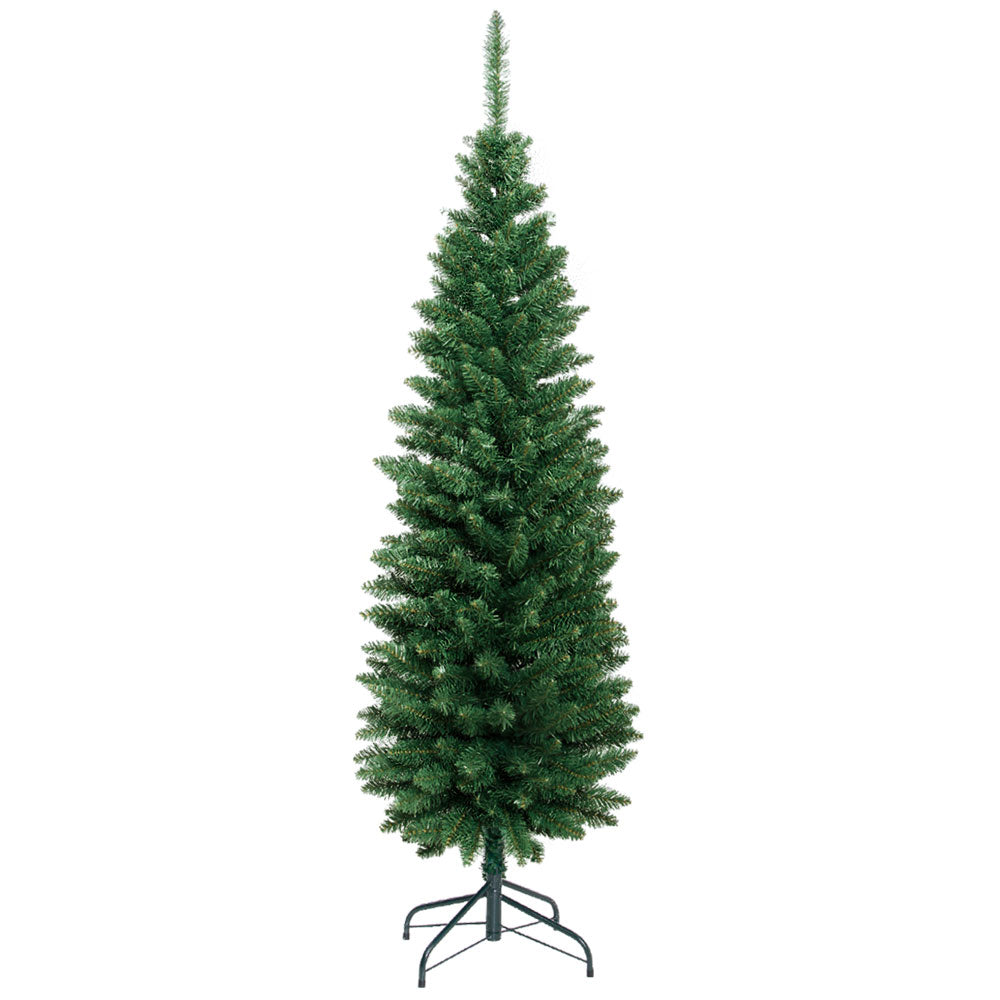 6FT / 1.8M Slim Green Christmas Tree – 300 Tips – Space-Saving Design