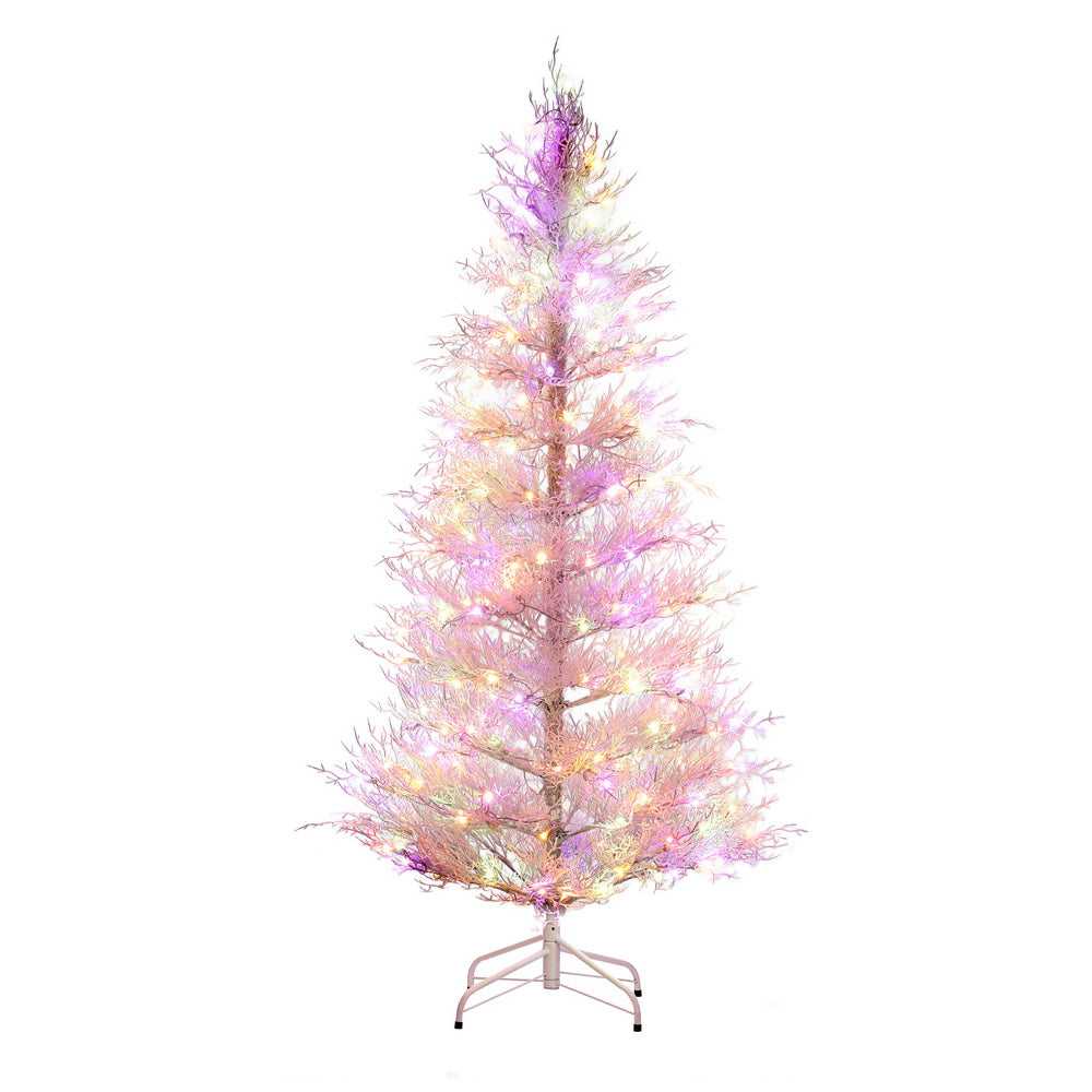 6FT / 1.8M Christmas Tree – Sparse White – 622 Tips – Pre-lit 200 Multi-Colour LED Lights