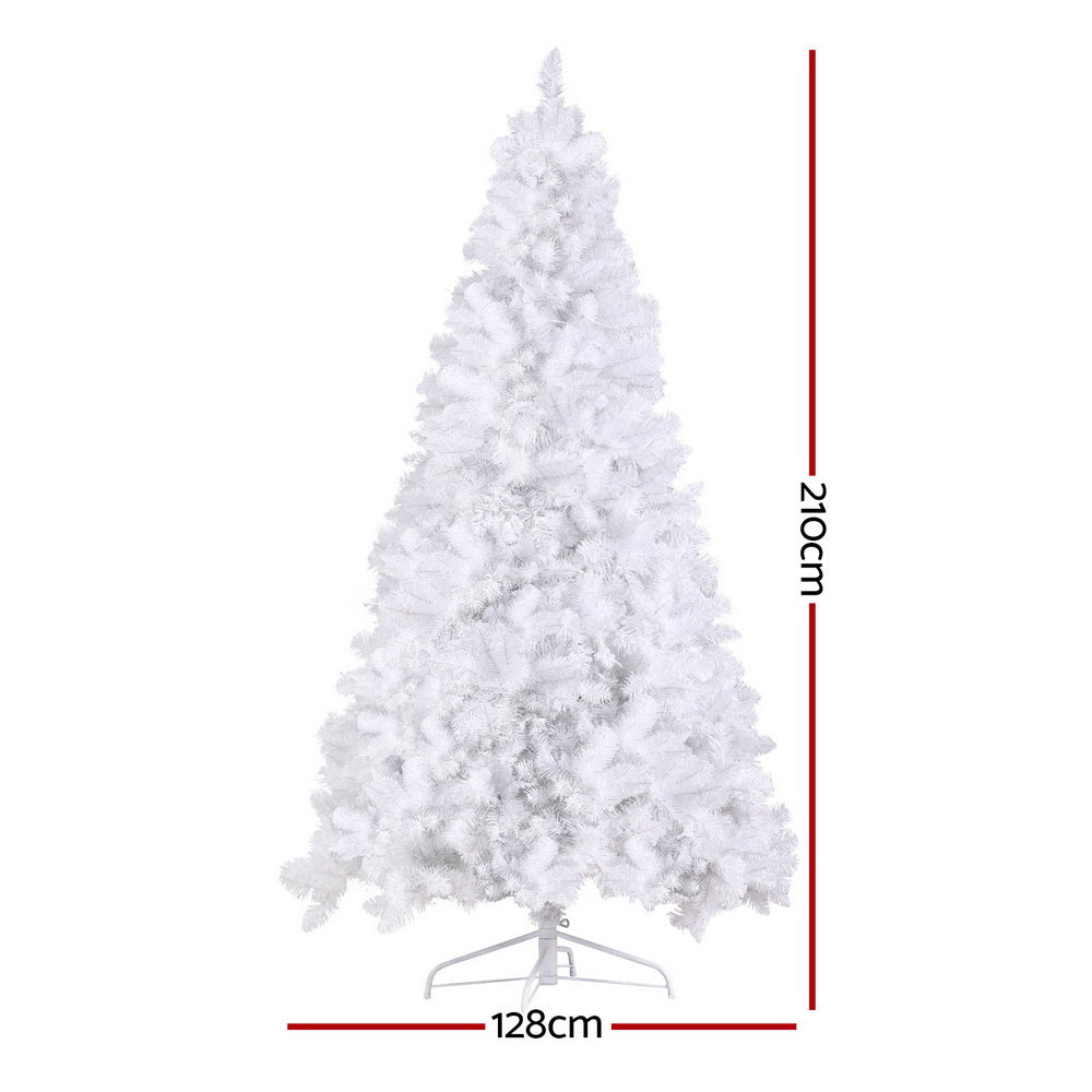 7FT / 2.1M White Christmas Tree – 1310 Tips – Pre-lit 450 RGB LED Lights with Remote