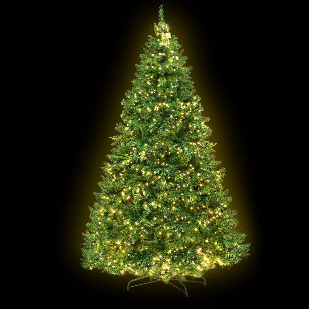 8FT / 2.4M Christmas Tree – 1488 Tips – Pre-lit 1488 Warm White LED Lights (8 Modes)