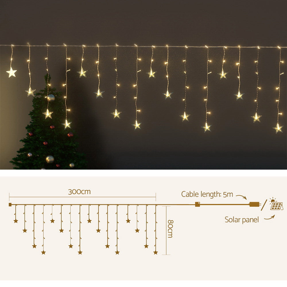 Solar Christmas Lights 80 LED 3M Icicle Light Star Decorations