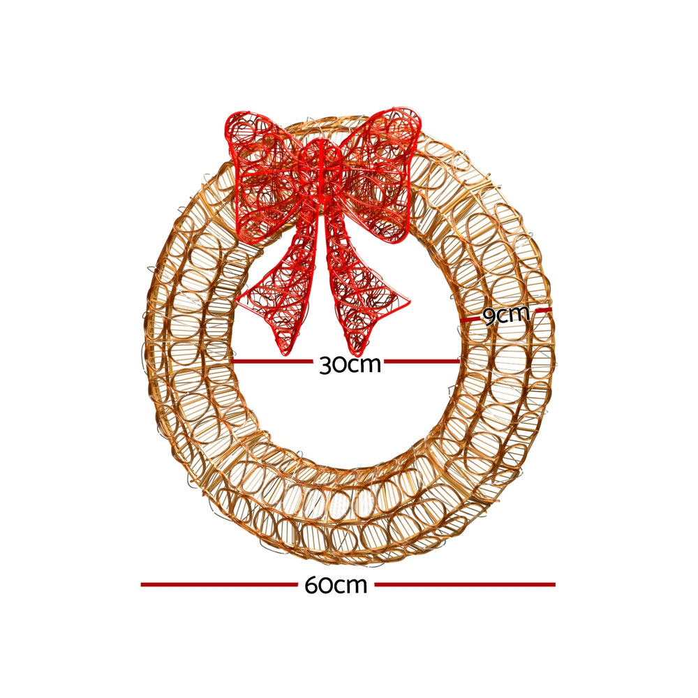 Christmas Lights 60cm Motif 160 LED Solar Wreath Xmas Decorations