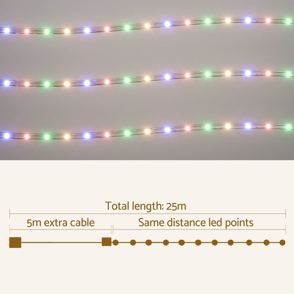 20M Christmas Lights String Rope Light Decoration 600 LED Colorful
