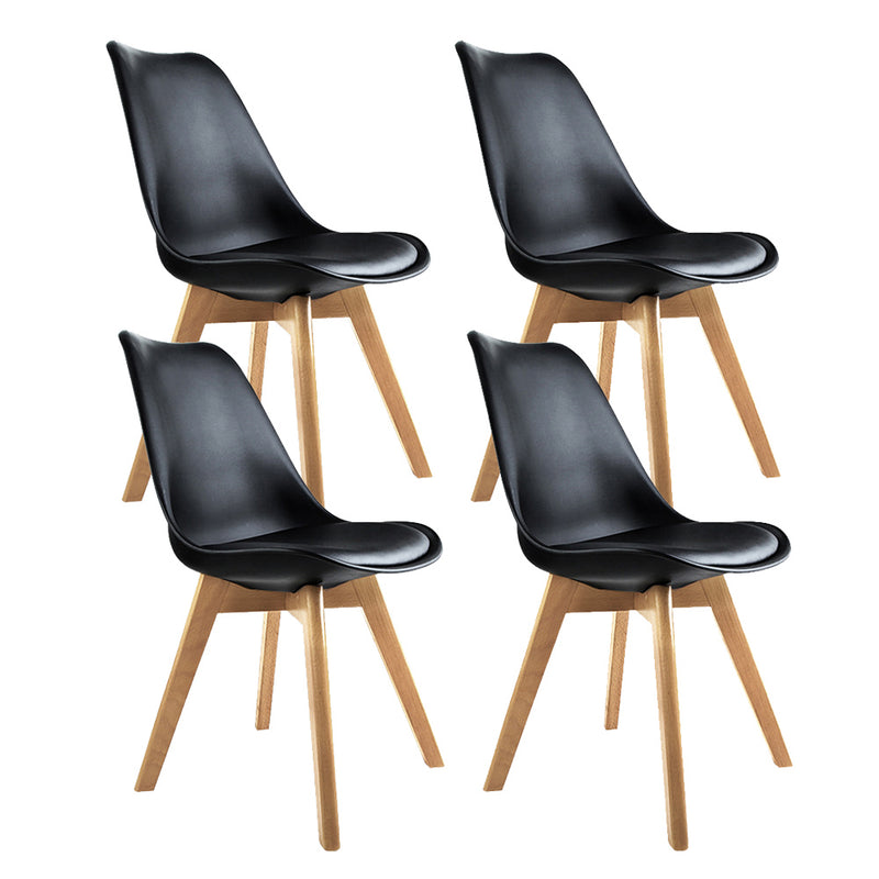 Dining Chairs Set of 4 Black Leather DSW