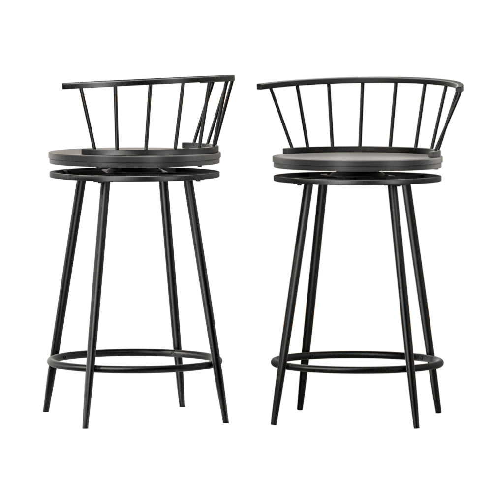 Bar Stools Kitchen Stools Wooden Dining Chair Swivel Metal Chairs x2
