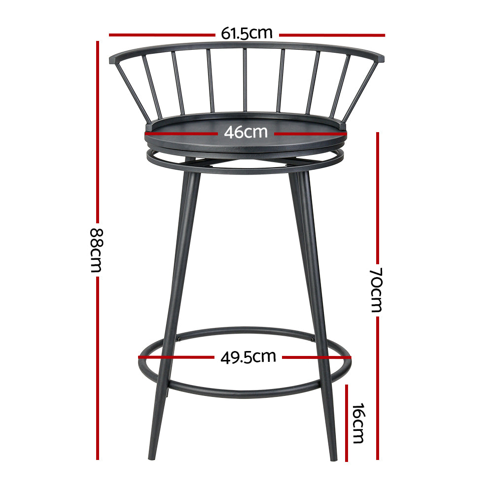 Bar Stools Kitchen Stools Wooden Dining Chair Swivel Metal Chairs x2