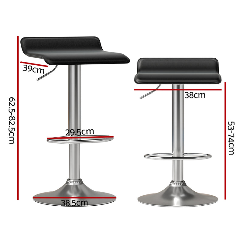 Bar Stools Kitchen Stool Chairs Dining Gas Lift PU Leather Black x2