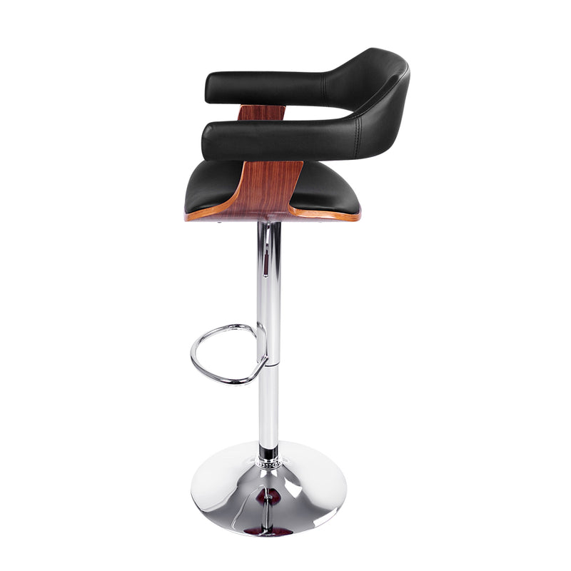 Finley Wooden Gas Lift Bar Stool With Armrest Black