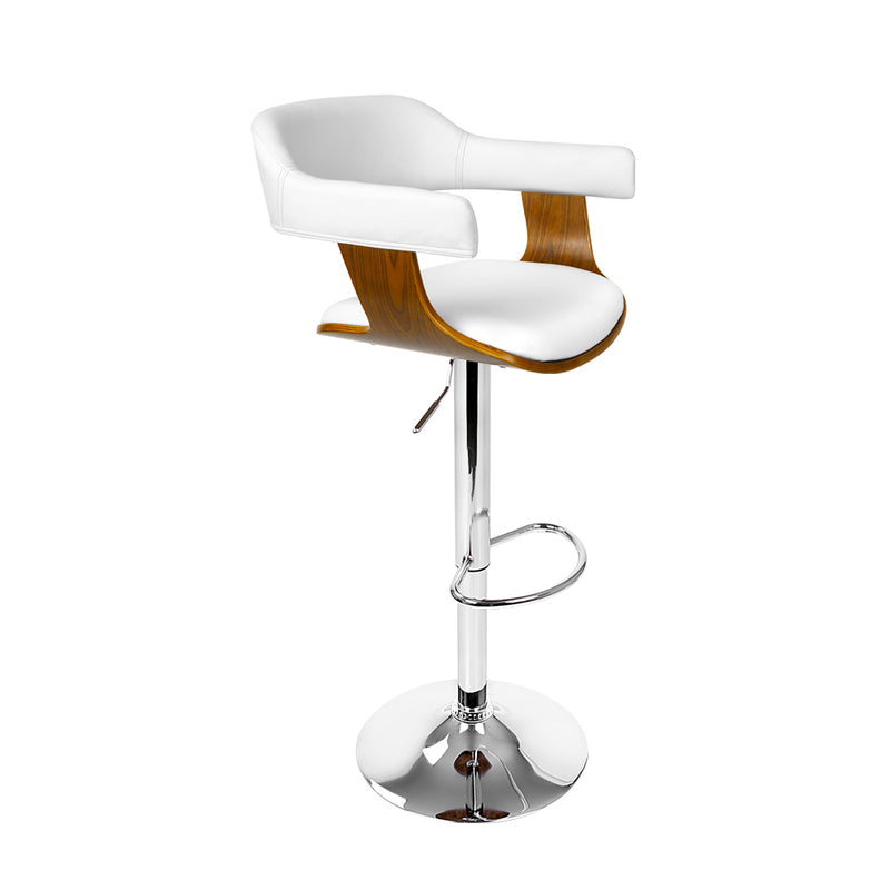 Finley Wooden Gas Lift Bar Stool With Armrest White