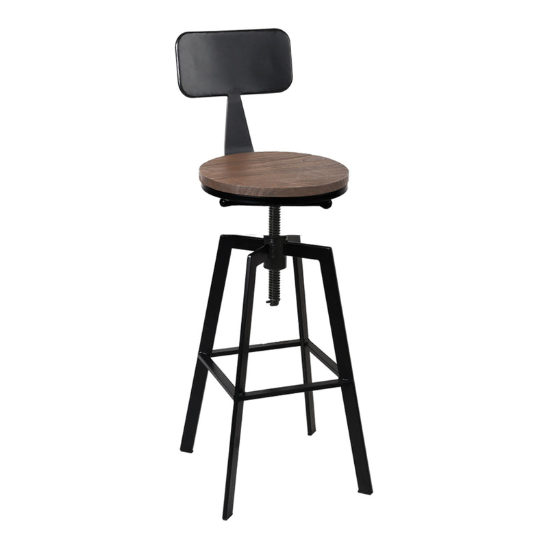 Cooper Industrial Style Metal and Wooden Rustic Bar Stool Black