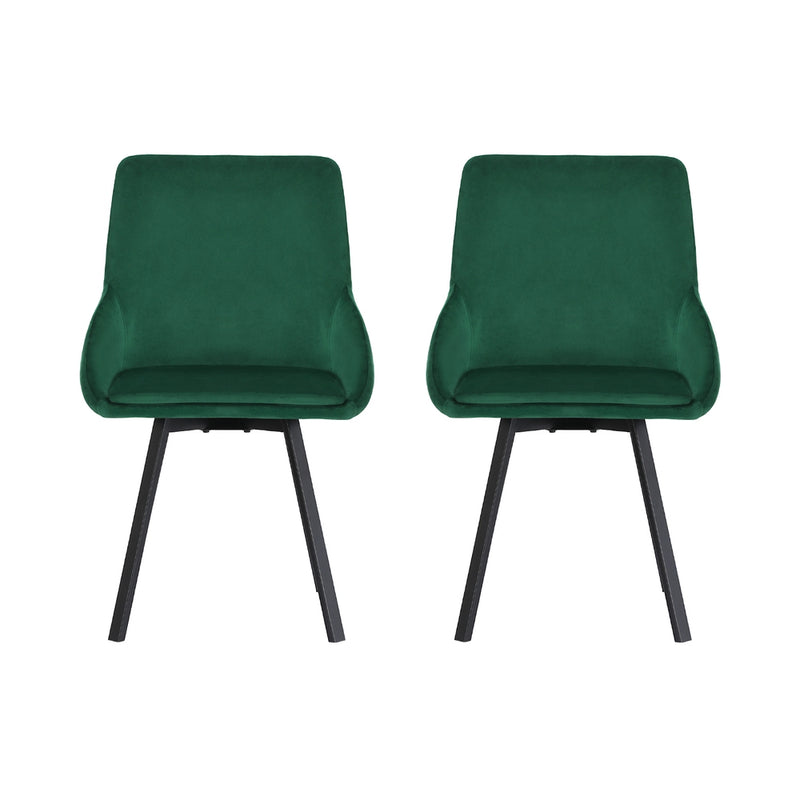 Set of 2 Sam Velvet Dining Chairs Green