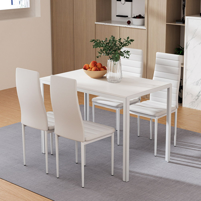Dining Chairs and Table Dining Set 4 Chair Set Of 5 White
